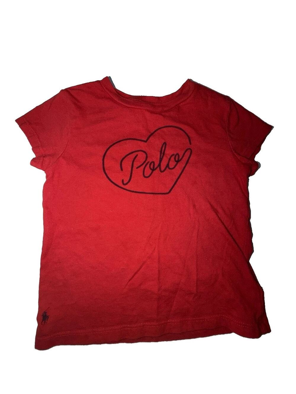 Polo Ralph Lauren Girl’s Red Heart Logo Short Sleeve T-Shirt Top 4T